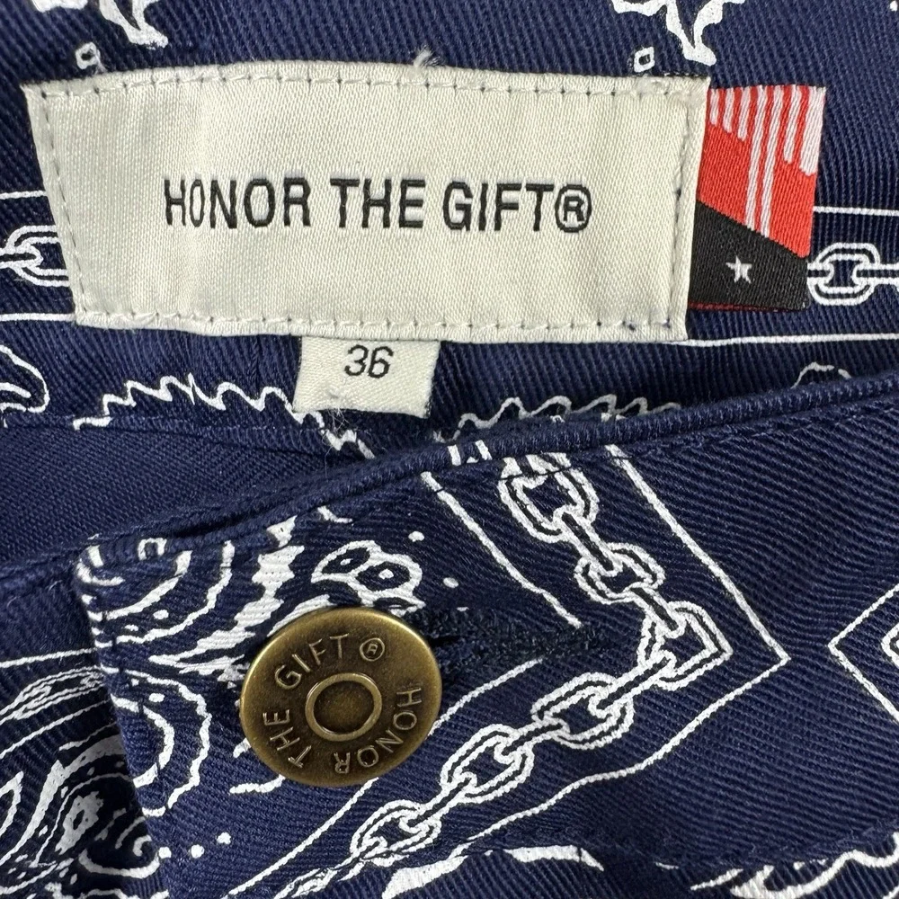 Honor The Gift Blue White Bandana Chino Men’s Short Size 36 NWOT